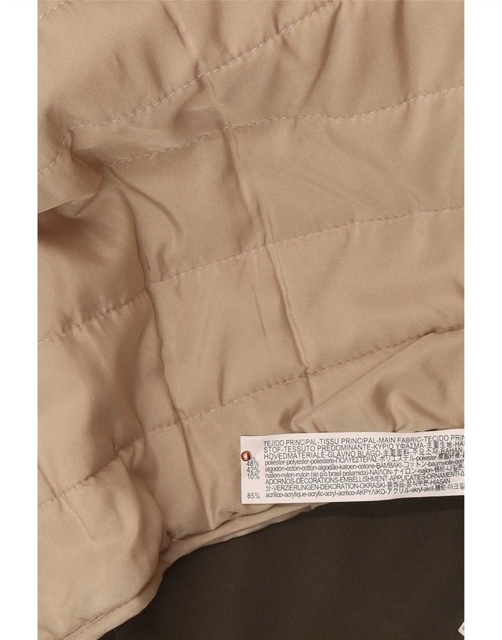 Übergroße Parka-Jacke mit Kapuze von Zara für Damen, UK 10, Größe S, Khaki, Polyester