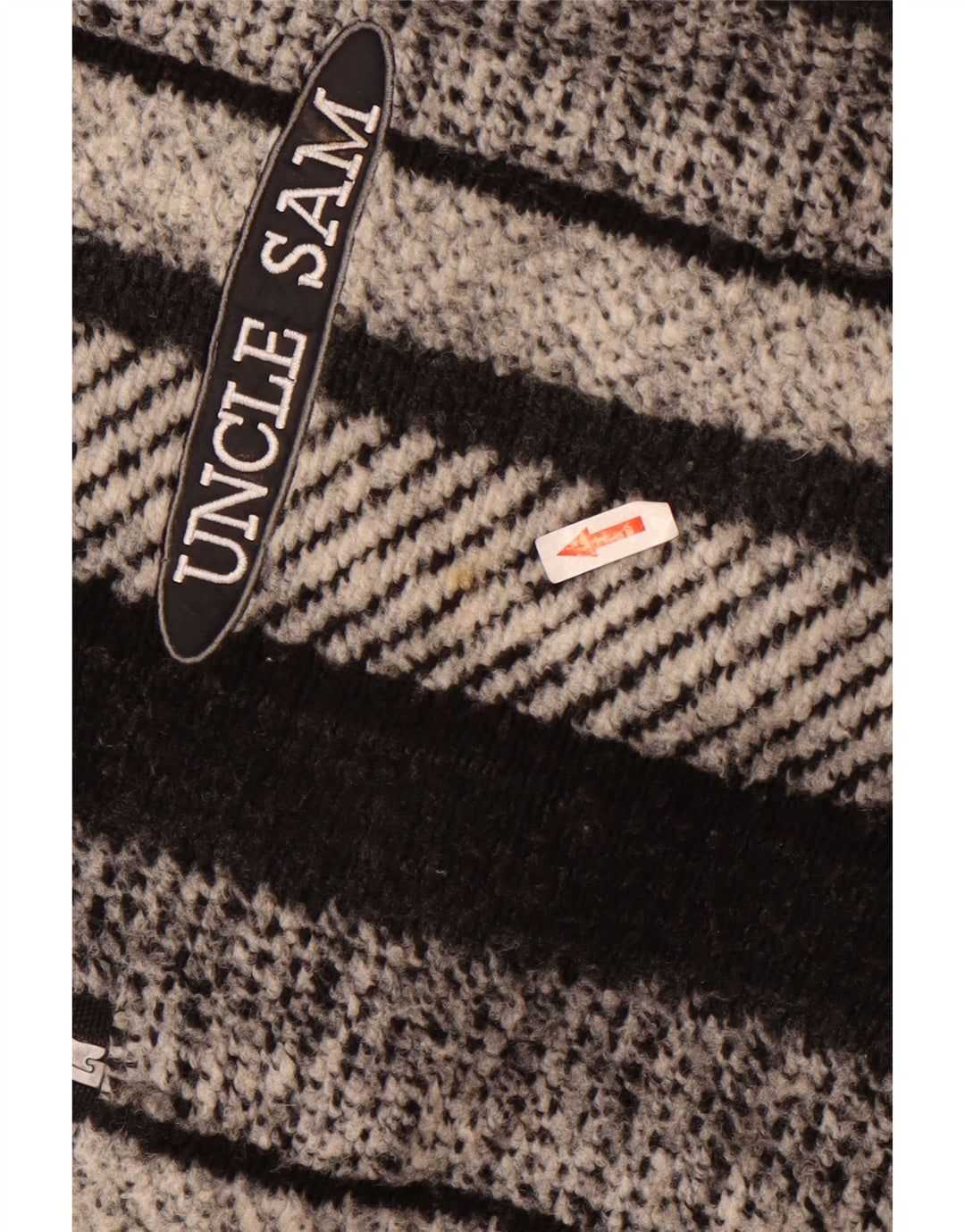 Uncle Sam Mens Zip Neck Jumper Sweater XL Black Striped Polyester