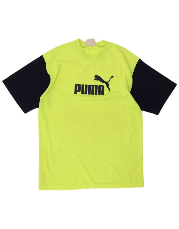 Puma T-shirt grafica da uomo Top Large in poliestere color block giallo