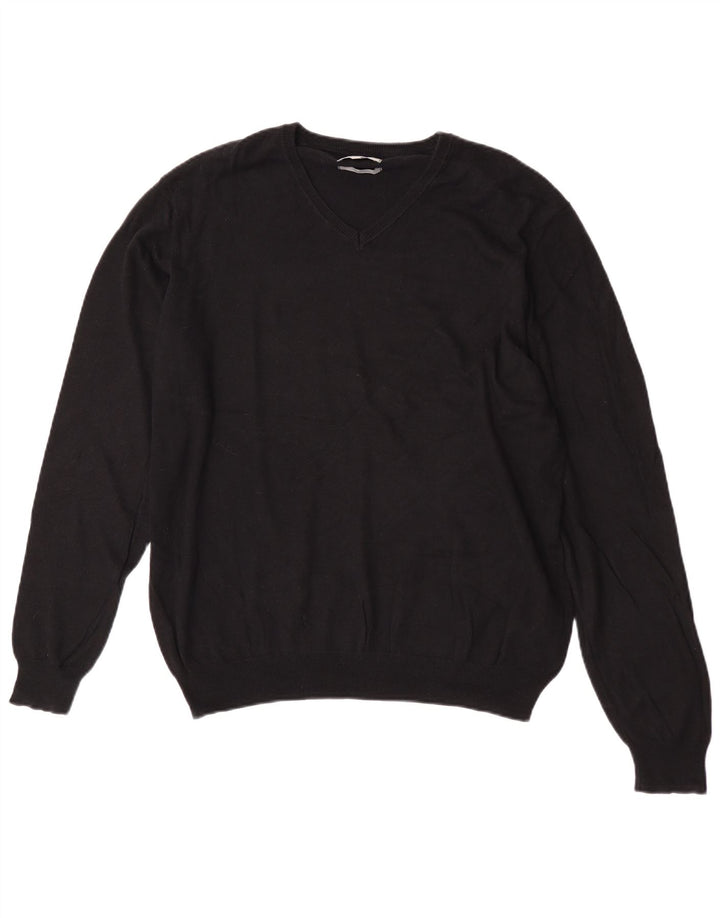 Marks & Spencer Womens Regular Fit V-Neck Jumper Sweater UK 16 Large Black