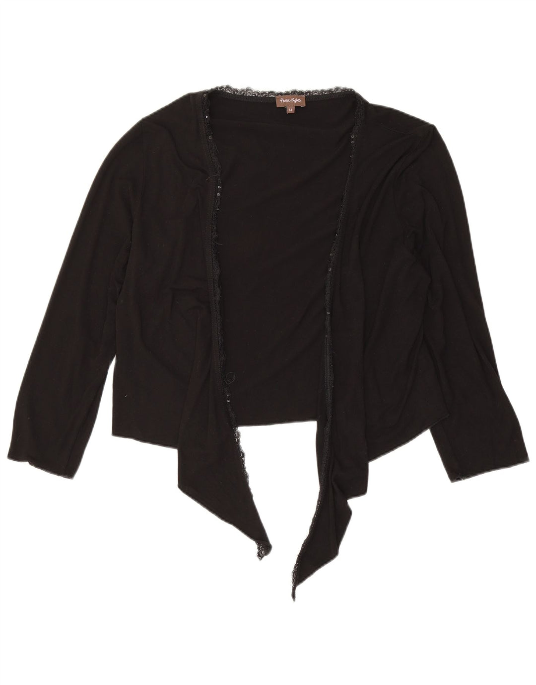 Phase Eight Womens Front Tie Cardigan Sweater UK 14 Medium Black Viscose