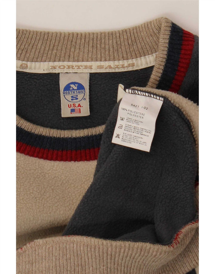 North Sails Herren-Fleecepullover mit Grafik, groß, beige, Farbblock-Polyester
