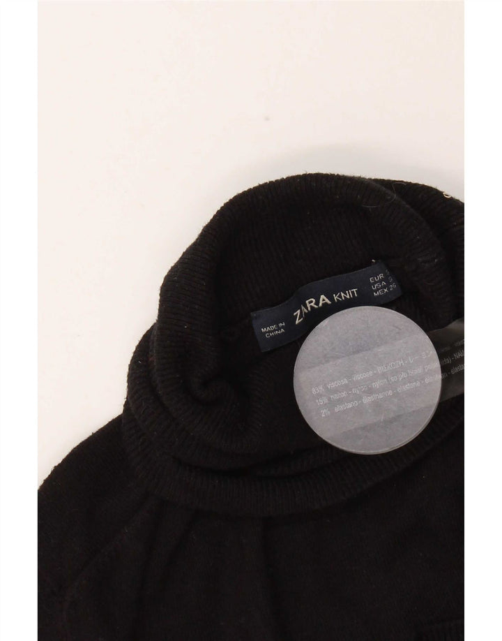 Zara Womens Roll Neck Jumper Sweater UK 8 Small Black Viscose