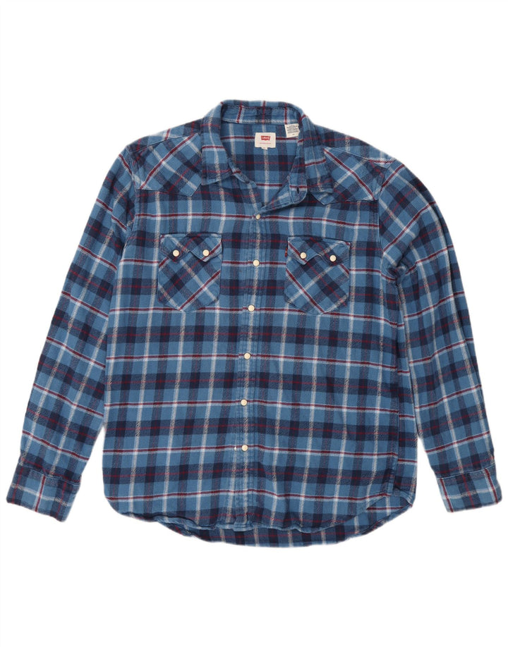 Levi's herre flannelskjorte stor blå ternet