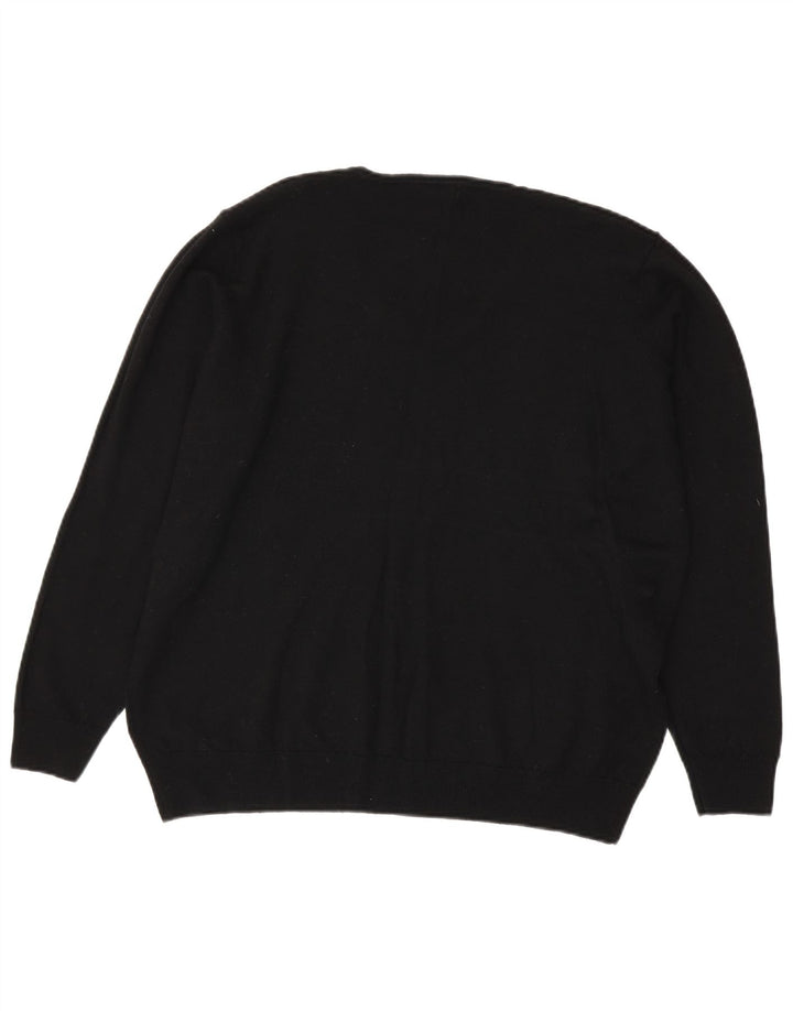 Marks & Spencer Womens V-Neck Jumper Sweater UK 20 2XL Black Wool