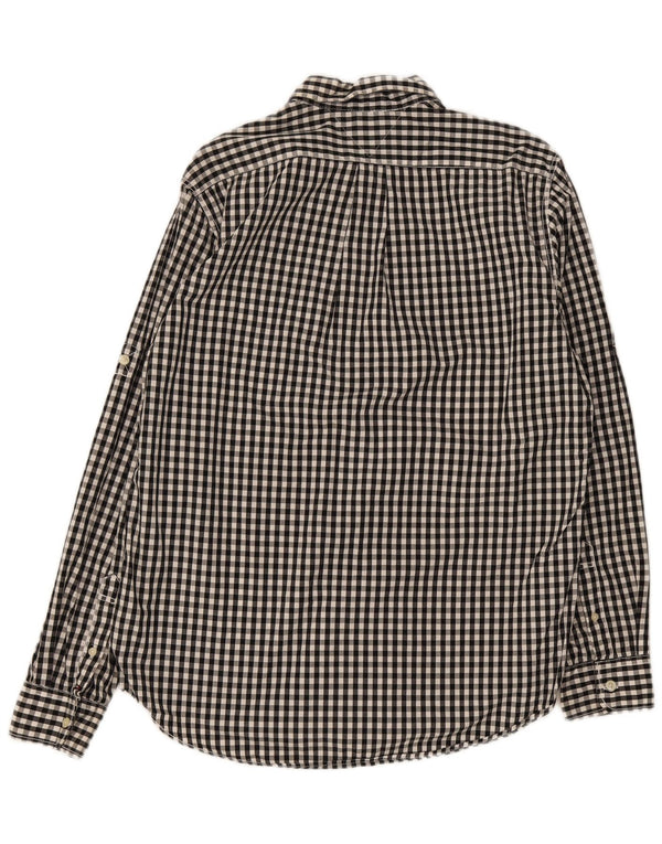 Camisa masculina Tommy Hilfiger com ajuste de acabamento médio preto algodão guingão
