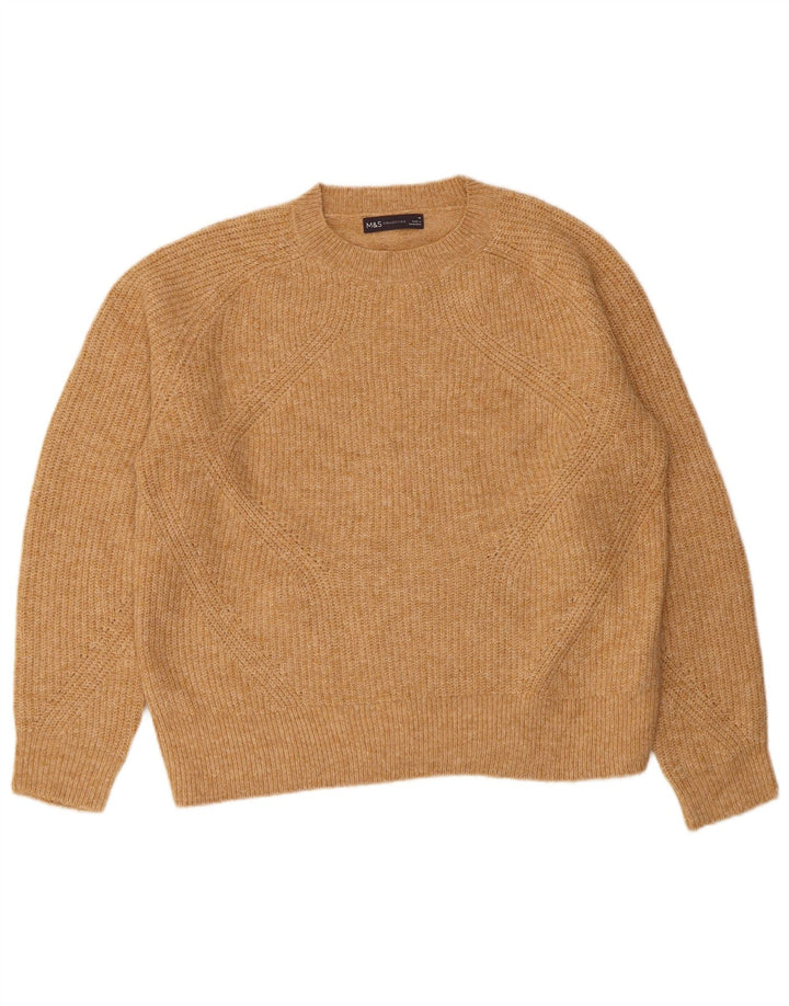 Marks & Spencer Womens Crew Neck Jumper Sweater UK 14 Medium Beige Acrylic