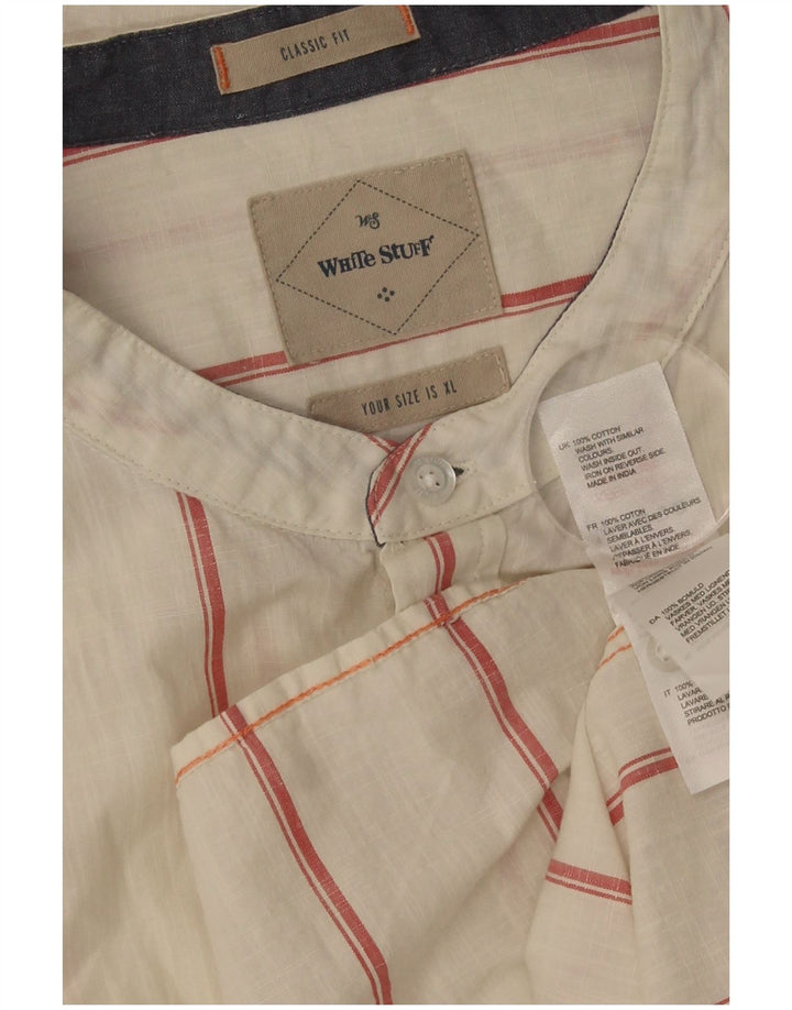 White Stuff Mens Classic Fit Shirt XL White Striped Cotton