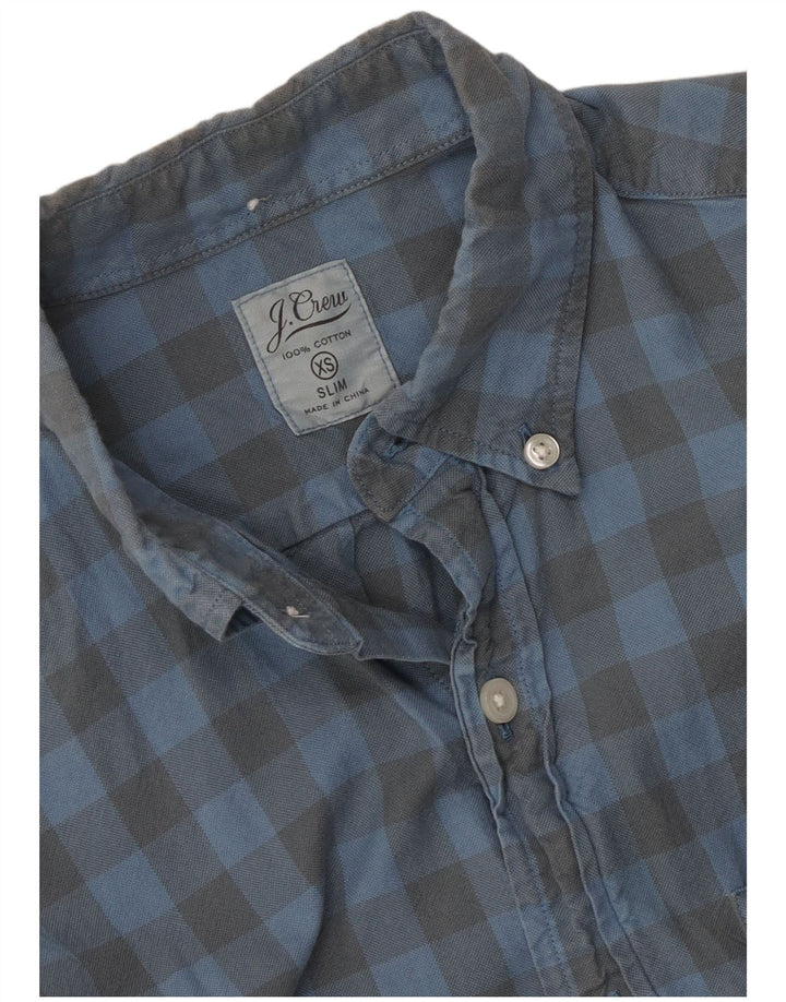J. Crew Mens Slim Flannel Shirt XS Blue Gingham Cotton