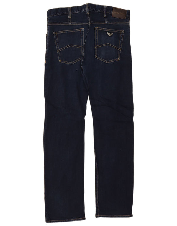 Emporio Armani Mens Straight Jeans W34 L32 Navy Blue Cotton