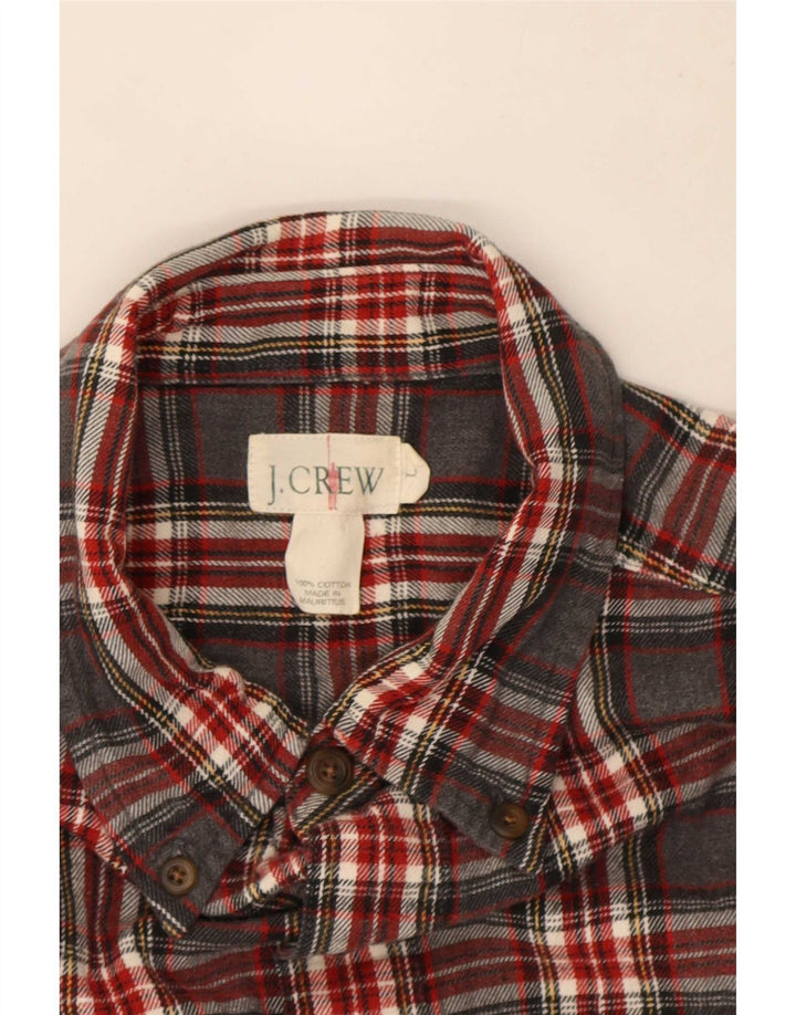 Camisa masculina de flanela J. Crew grande algodão xadrez cinza
