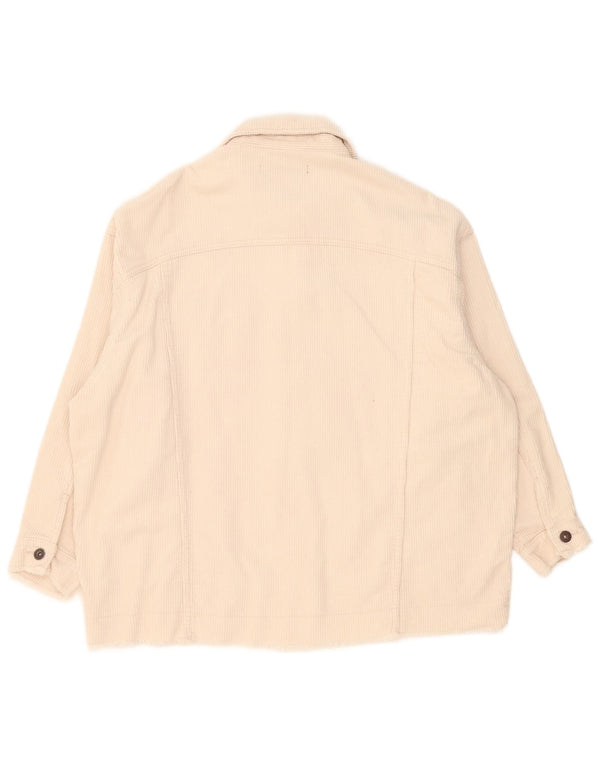 Giacca da donna oversize in velluto a coste Zara UK 16 grande in cotone beige
