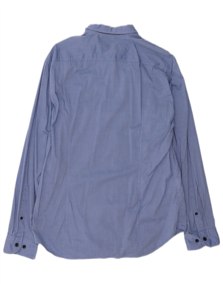 HUGO BOSS Mens Regular Fit Shirt Large Blue Cotton