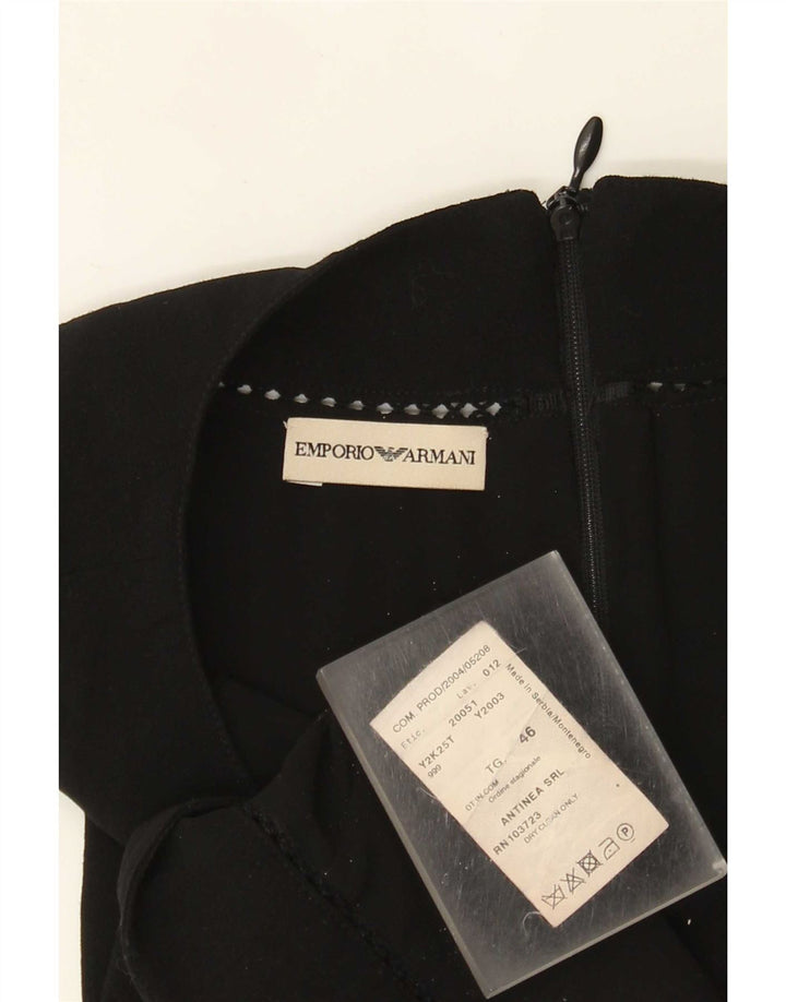Emporio Armani Womens Crop Halter Top IT 46 Large Black Wool