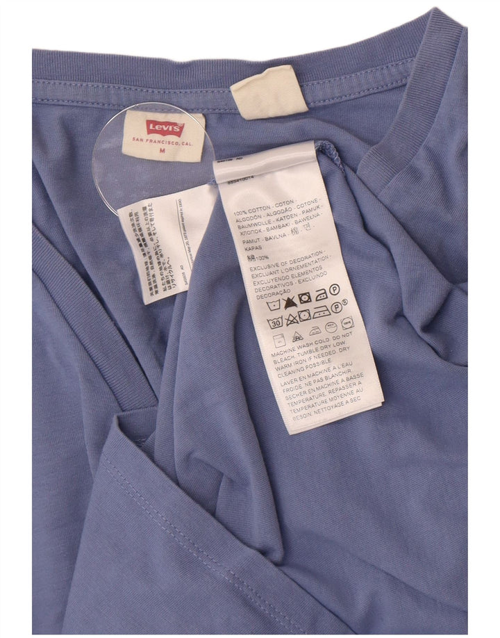 Levi's Dame T-Shirt Top UK 12 Medium Blue Bomuld