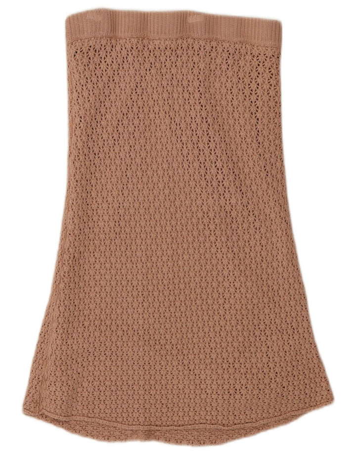 Zara Womens Crochet A-Line Skirt Small W26 Beige Polyester
