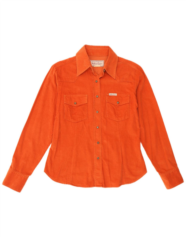 Marlboro Classics Womens Long Sleeve Shirt UK 10 Small Orange Classic