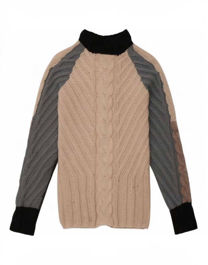 vintage Womens Turtle Neck Jumper Sweater UK 10 Petit Multicolore