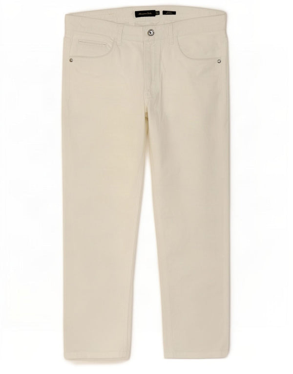 Massimo Dutti Mens Slim Fit Casual Trousers EU 42 Large W32 L28 White