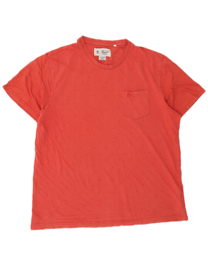 Penguin Mens T-Shirt Top XL Red Spotted Cotton