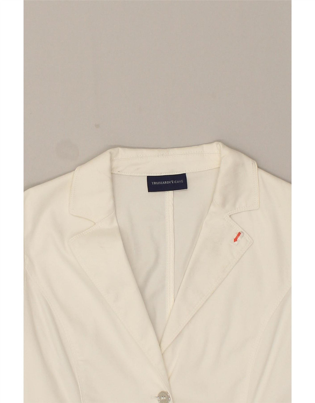 TRUSSARDI JEANS Womens 3 Button Blazer Jacket IT 44 Medium White Cotton Vintage Trussardi Jeans and Second-Hand Trussardi Jeans from Messina Hembry 