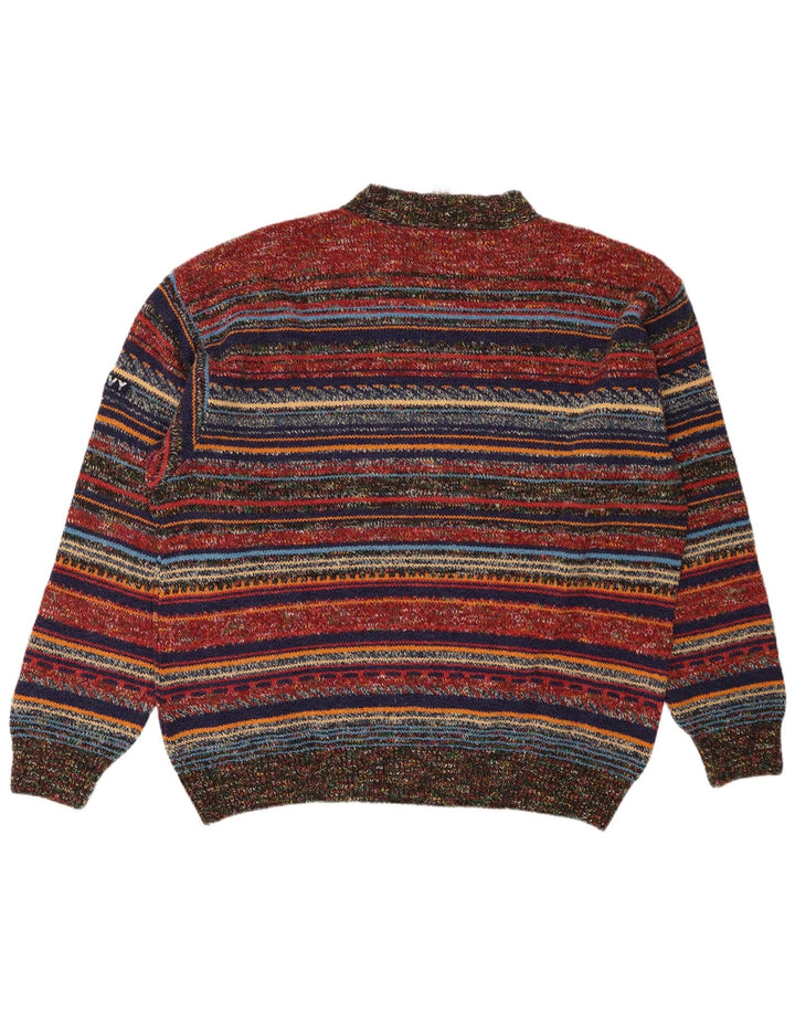 Maglione maglione girocollo da uomo Silvy IT 56 2XL Lana a righe multicolore