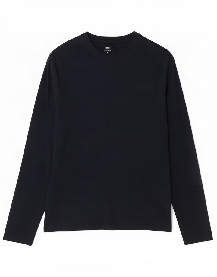 Marks & Spencer Mens Regular Fit Top Long Sleeve Small Navy Blue Cotton