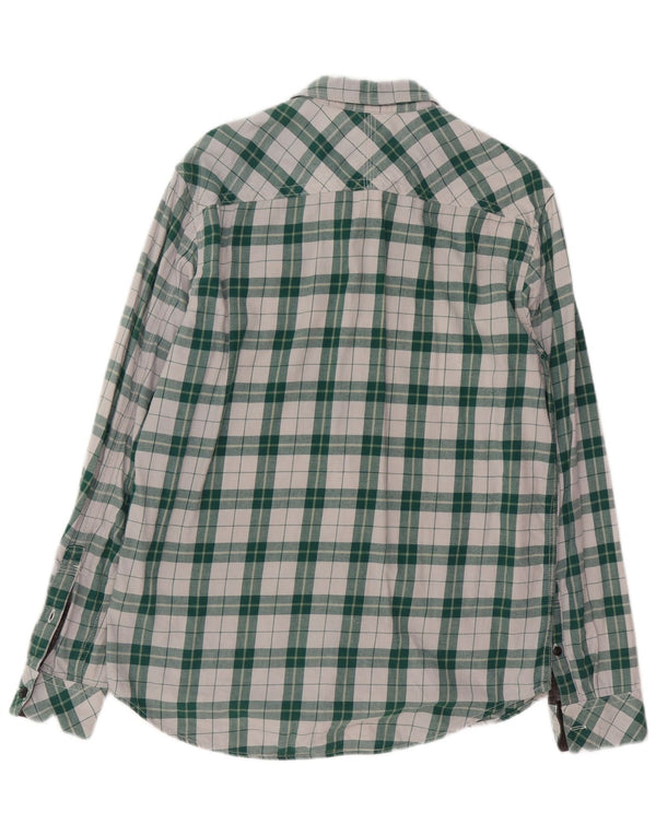 Timberland Mens Slim Fit Flannel Shirt Large Green Check Cotton