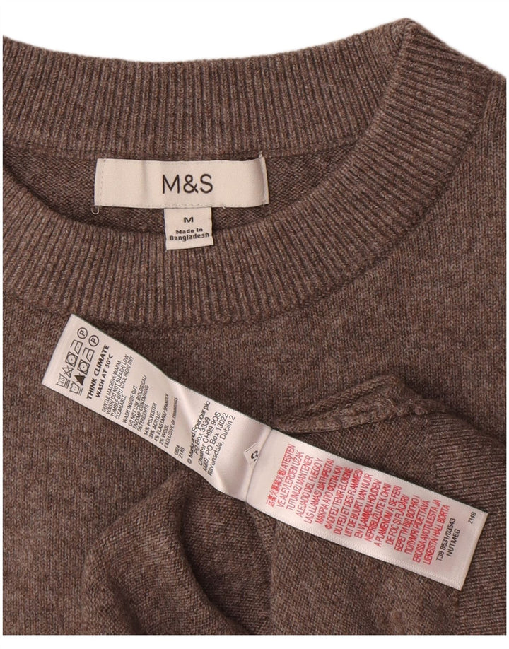 Marks & Spencer Womens Crew Neck Jumper Sweater UK 14 Medium Grey Polyester