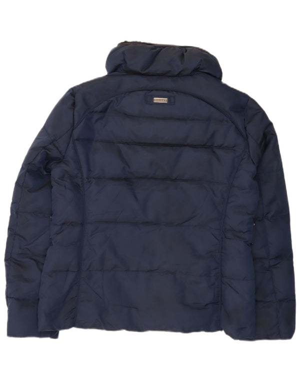 Zara Damen Wattierte Jacke UK 18 XL Marineblaues Nylon
