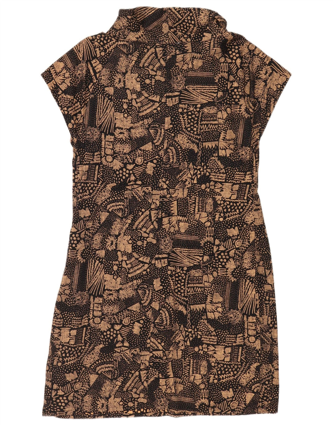 Skunkfunk Womens Sheath Dress UK 12 Medium Brown Geometric Cotton