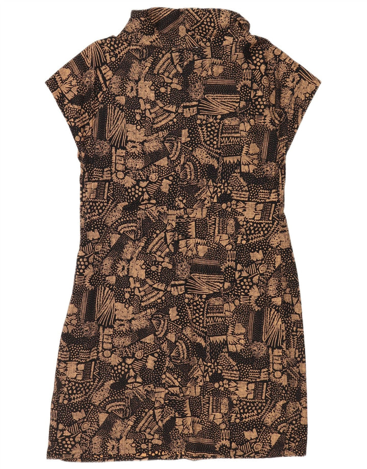 Skunkfunk Womens Sheath Dress UK 12 Medium Brown Geometric Cotton