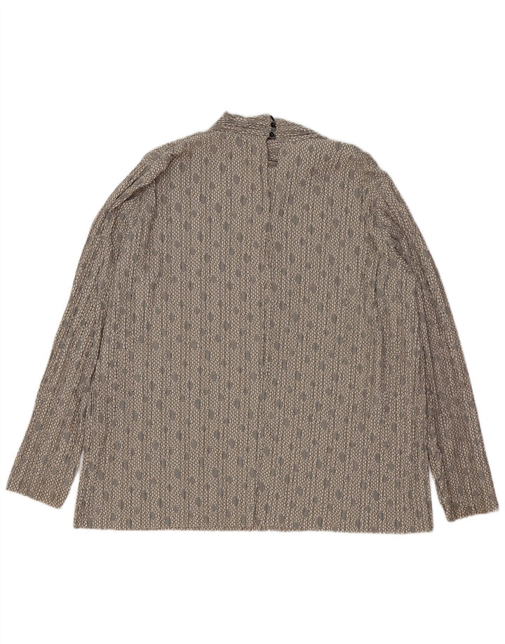 Zara Dame Oversized Langærmet Bluse Top UK 14 Medium Grå Geometrisk