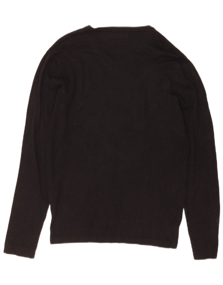 Zara Pull Col V Homme Noir Moyen Viscose