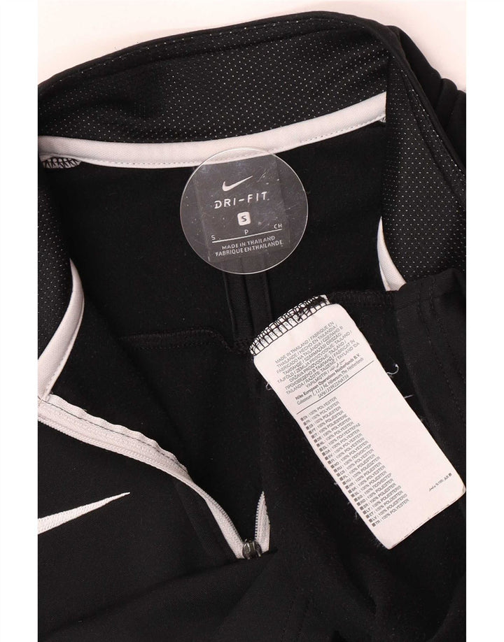 Top della tuta da ginnastica Nike Dri Fit con collo e zip da uomo, piccolo, color block nero
