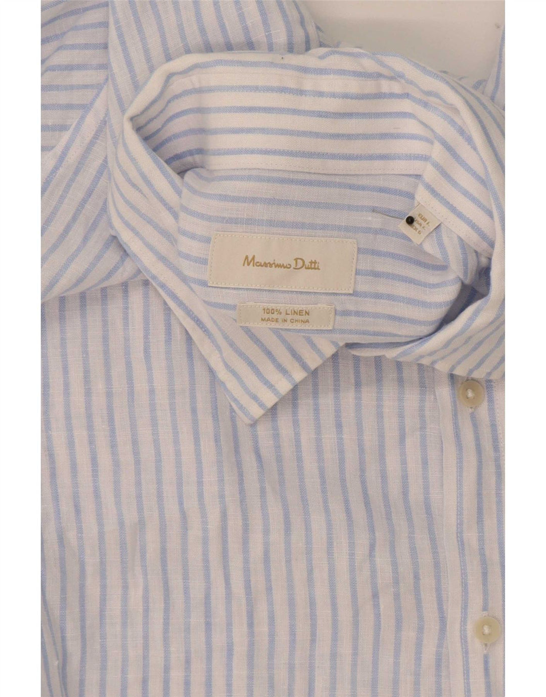 Camisa Massimo Dutti Hombre Large Lino Rayas Azules
