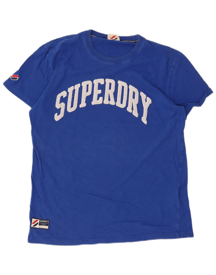 SUPERDRY Herren Grafik-T-Shirt-Oberteil aus mittelblauer Baumwolle