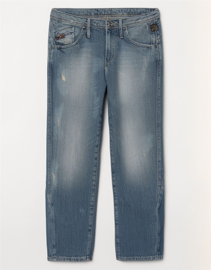 G-Star Womens Distressed Straight Jeans W27 L27 Blue Cotton