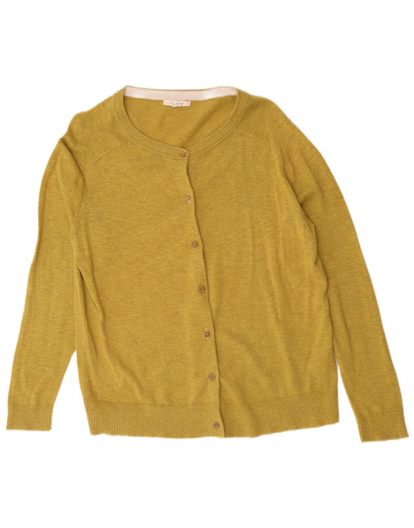 White Stuff Womens Cardigan Sweater UK 16 Large Yellow Flecked Cotton