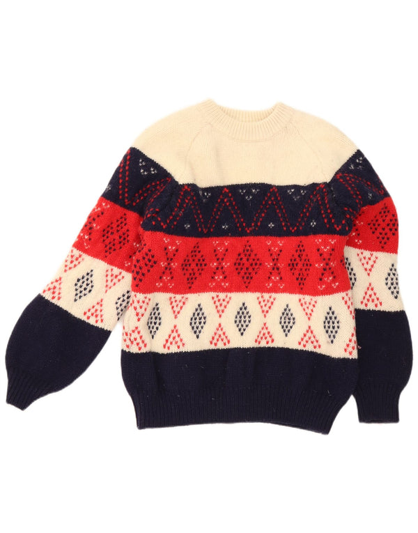Benetton Mädchen-Pullover mit Rundhalsausschnitt, 11–12 Jahre, mehrfarbig, geometrisch