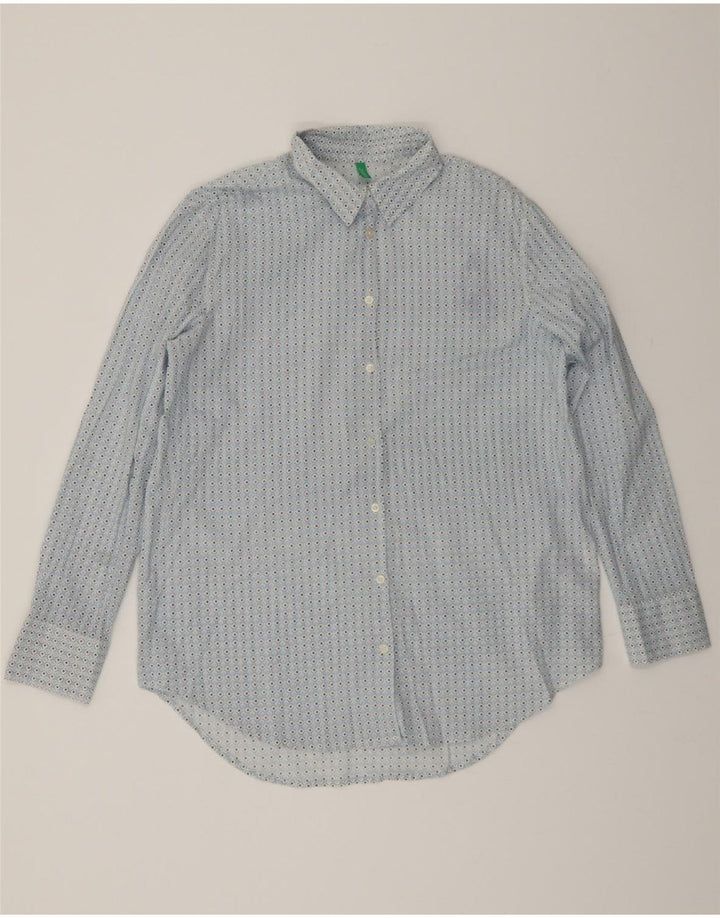 BENETTON Womens Shirt UK 14 Large Blue Geometric Vintage Benetton and Second-Hand Benetton from Messina Hembry 
