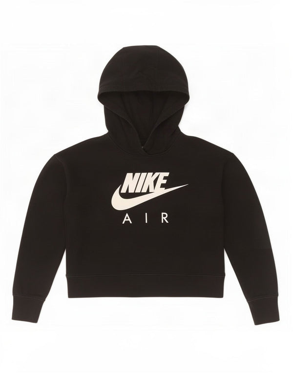 Nike Girls Crop Graphic Hoodie Jumper 10-11 år Medium Sort Bomuld