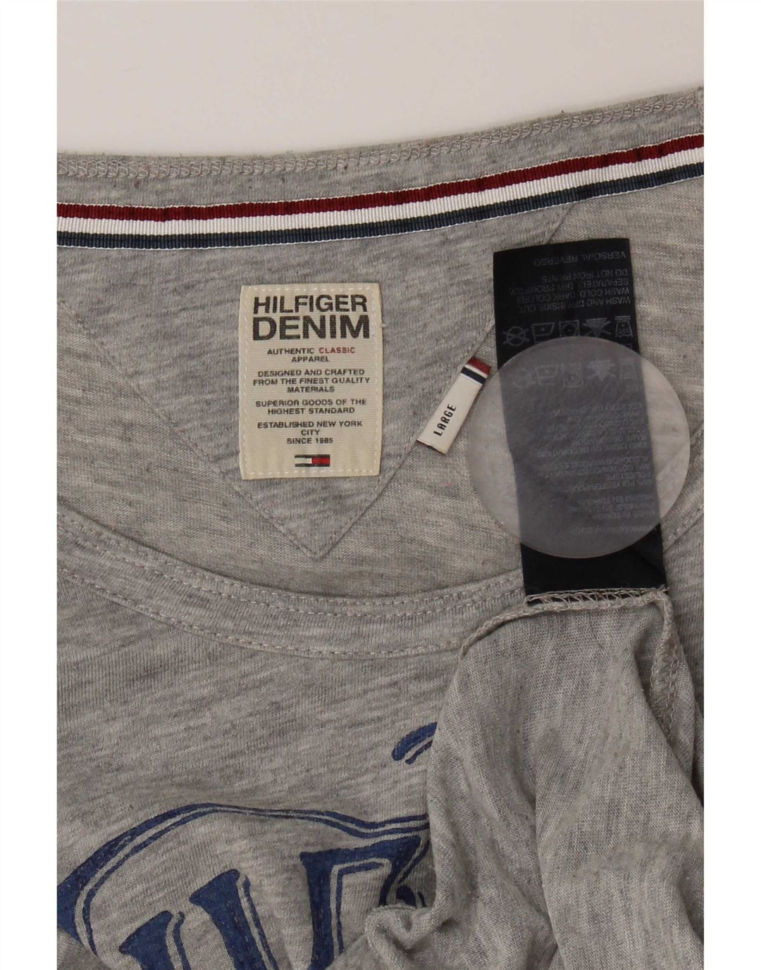 Tommy Hilfiger Womens Graphic T-Shirt Top UK 14 Large Grey Polyester