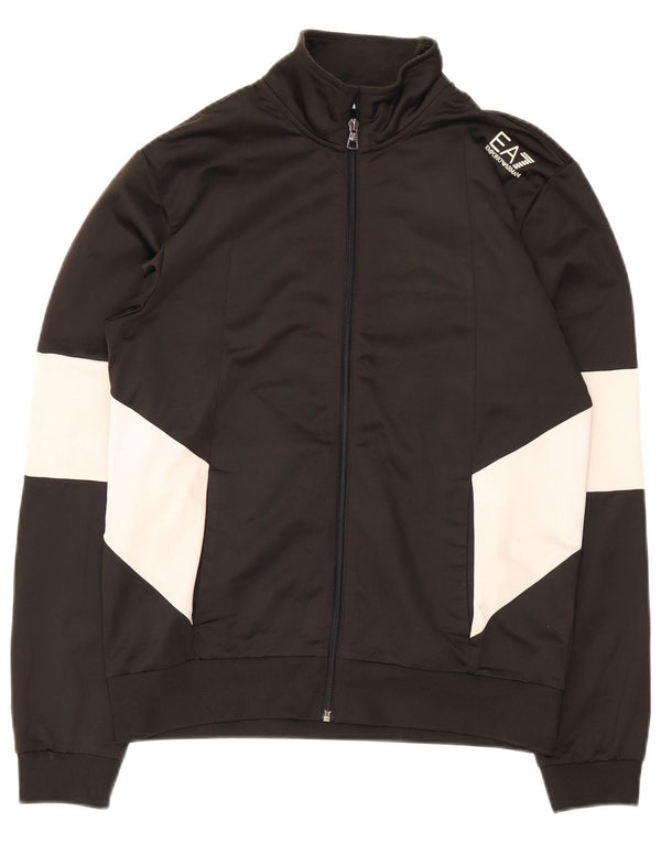 Emporio Armani Mens Tracksuit Top Jacket Small Black Colourblock Polyester