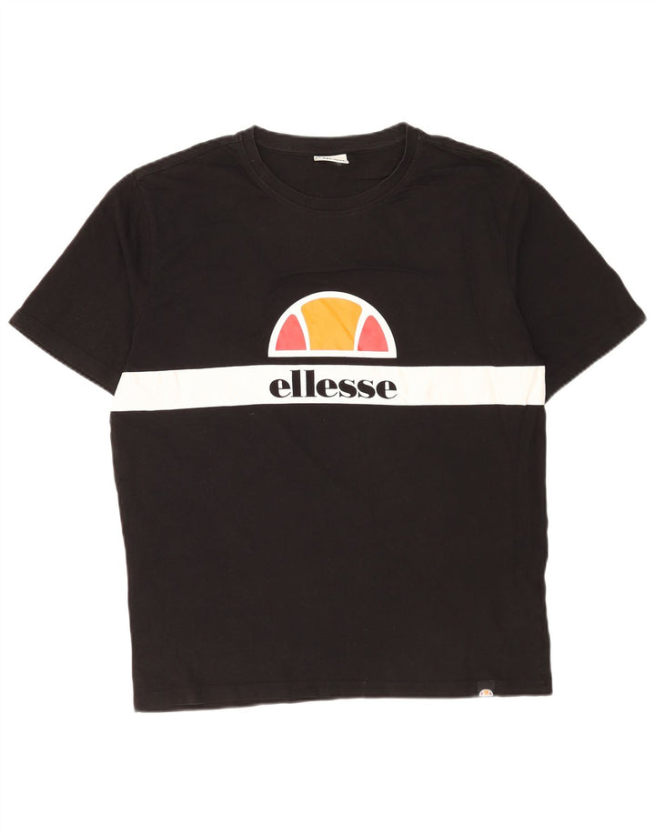 Ellesse Mens Graphic T-Shirt Top Medium Black Colourblock Cotton
