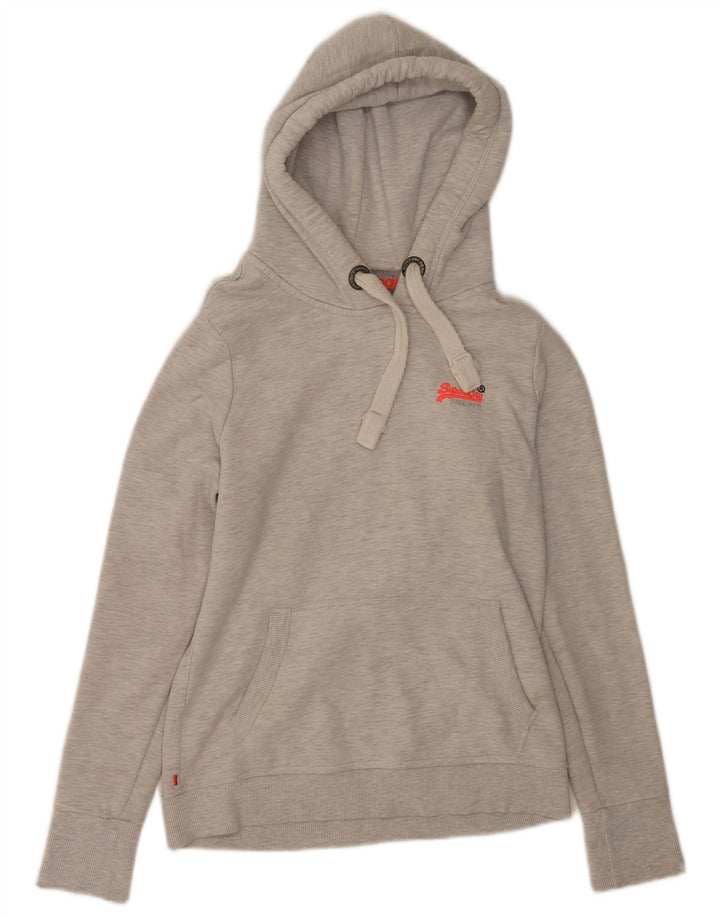 Superdry Womens Hoodie Jumper UK 14 Medium Grey Cotton