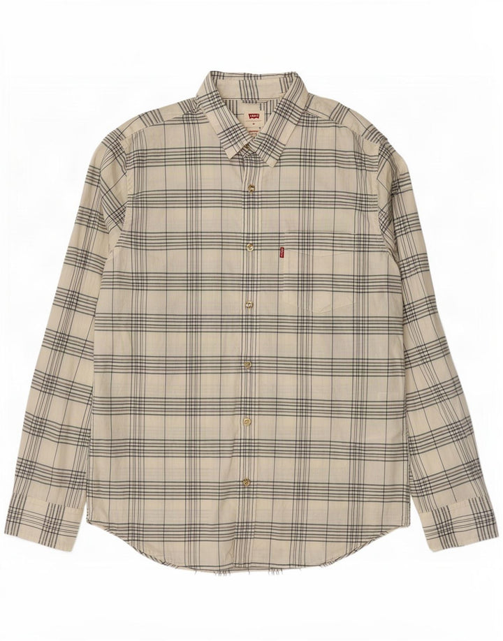Levi's Mens Standard Fit Shirt Medium White Check Cotton