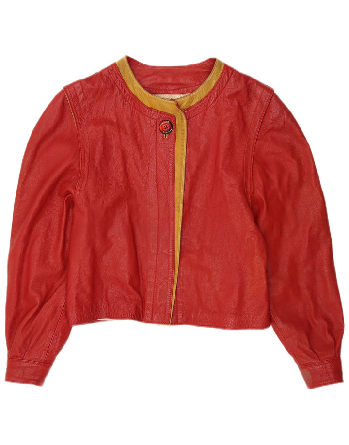 Giacca in pelle corta da donna Marcos IT 44 Pelle color block rosso medio