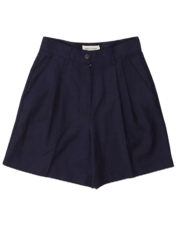 Benetton kvinders højtaljede afslappede shorts IT 40 Small W26 Marineblå