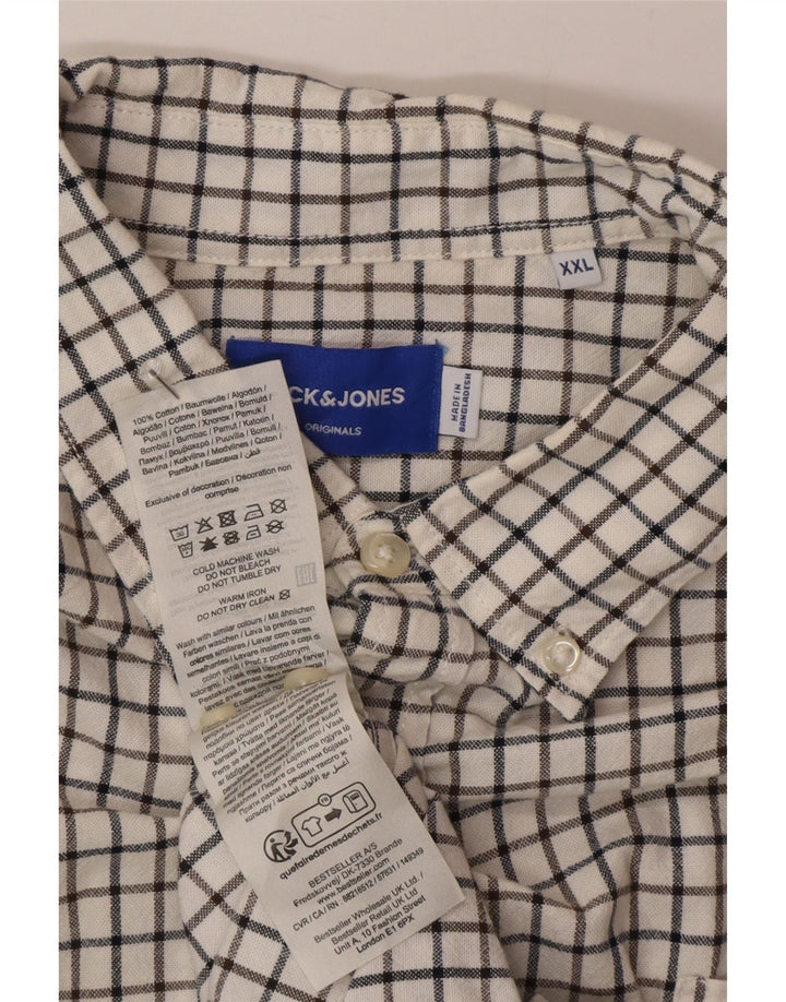 Jack & Jones Mens Shirt 2XL White Gingham Cotton